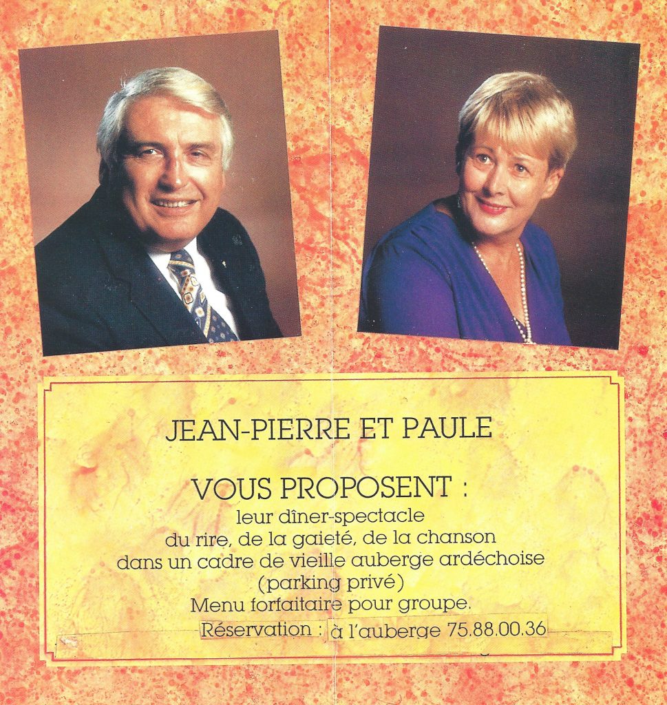 Paule AMY et Jean-Pierre RIVIERE dans leur "Auberge Dingue"