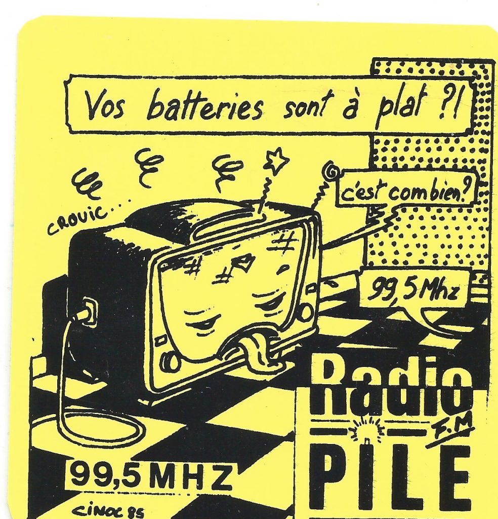 Autocollant Radio PILE "vos batteries sont a plat"